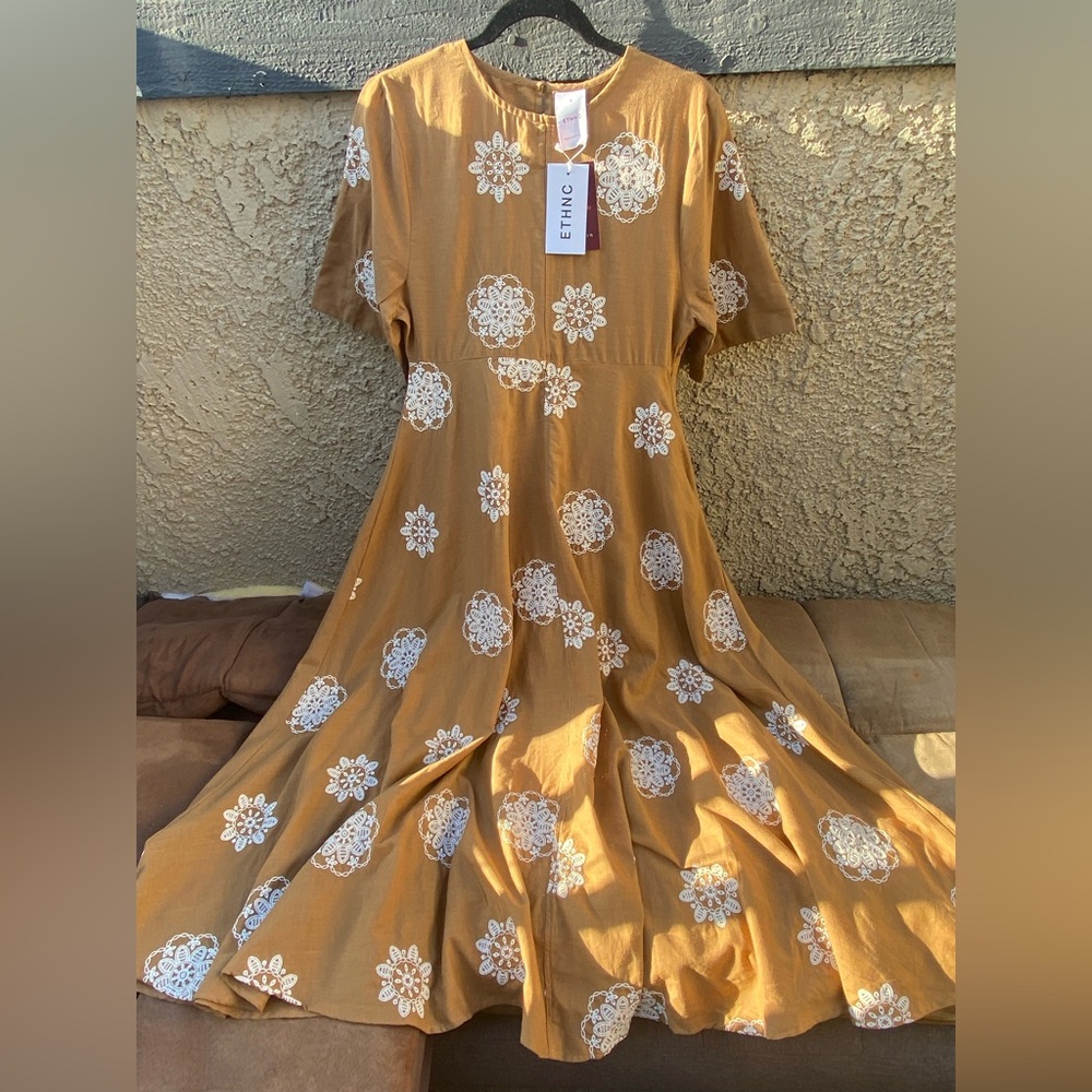 ETHNIC Tan Floral Dress